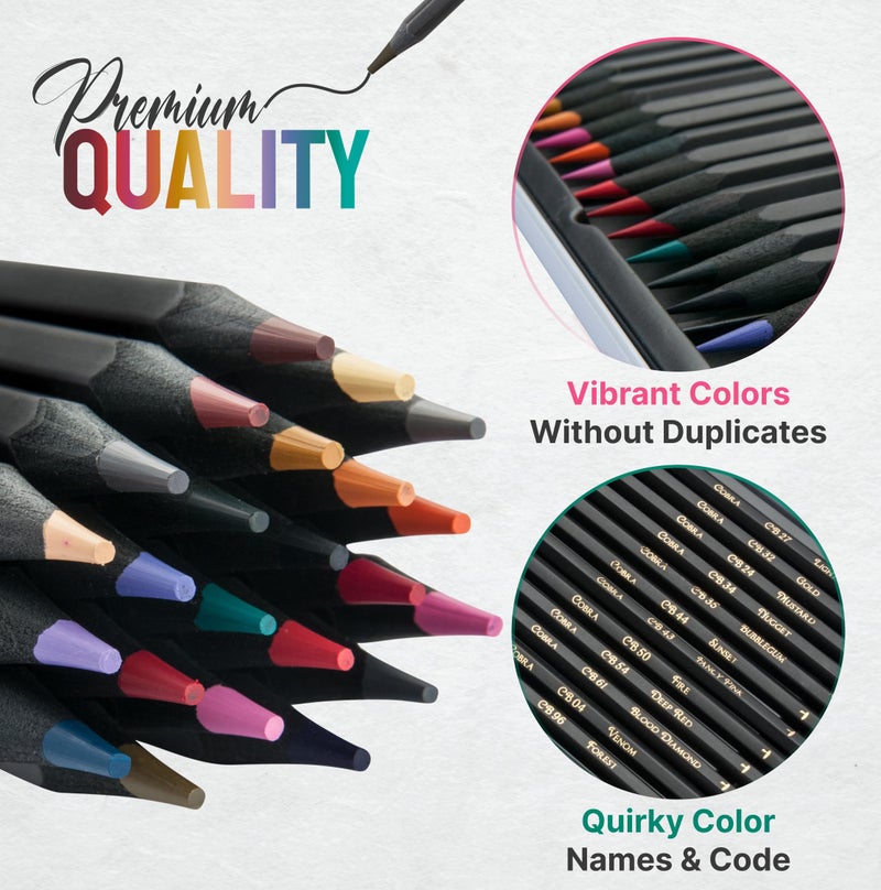 Black Widow Coloring Pencils for Adults â€“ 24 Wax Soft Core Colored Pencils for Adult Coloring Books â€“ Vibrant Color Pencil Set (Cobra Set) - Image 2